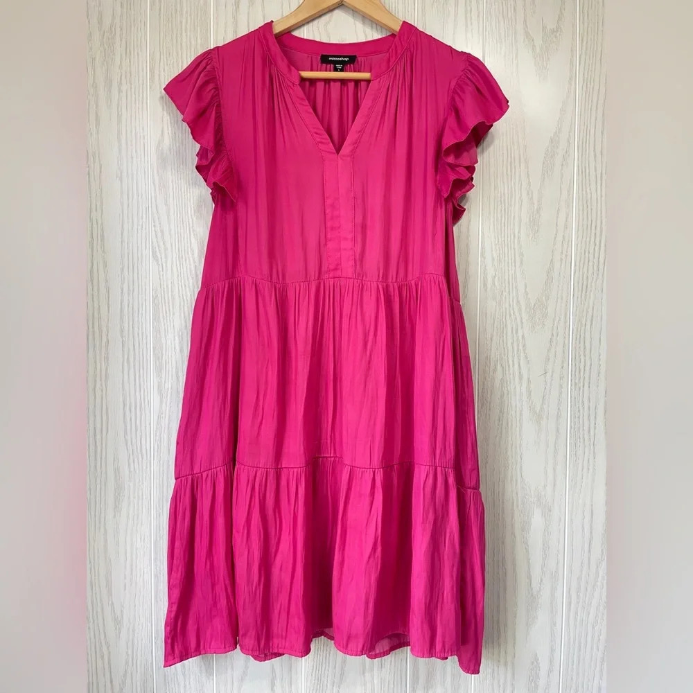 Mittoshop Mini Babydoll Dress Pink Size L EUC
